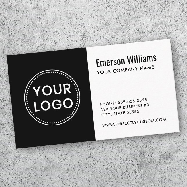 Schwarz-Weiß-Logo modern minimalistisch Visitenkarte (Black and white custom logo modern minimalist business card)