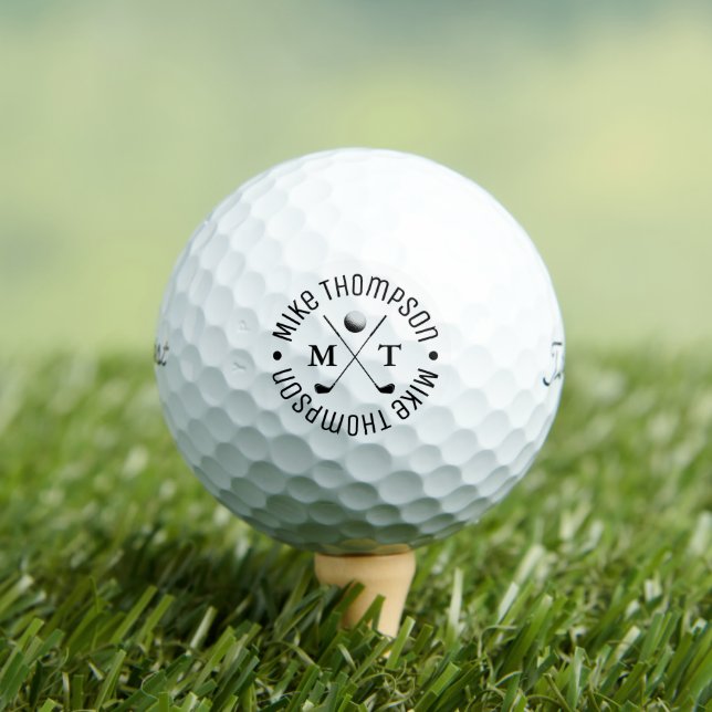 Schwarz-Weiß-Logo-Monogramm für einen Golf-Player Golfball (Insitu T-Shirt)