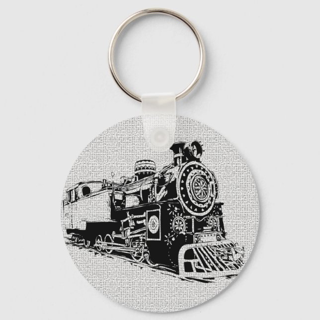 Schwarz-Weiß-Lokomotive Schlüsselanhänger (Vorderseite)