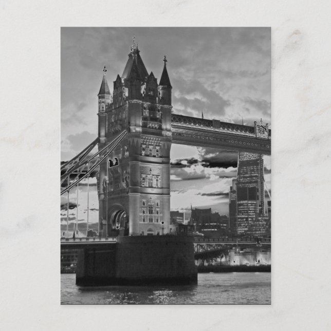 Schwarz-weiß London Tower Bridge British Travel Postkarte (Vorderseite)