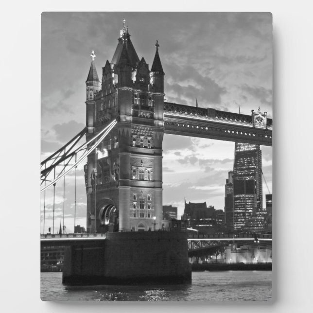 Schwarz-weiß London Tower Bridge UK Travel Fotoplatte (Vorderseite)
