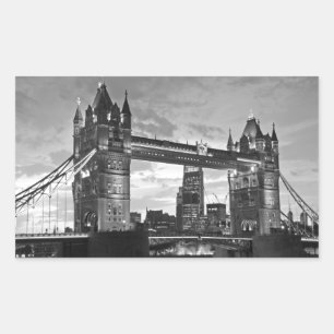 Schwarz-weiß London Tower Bridge UK Travel Rechteckiger Aufkleber