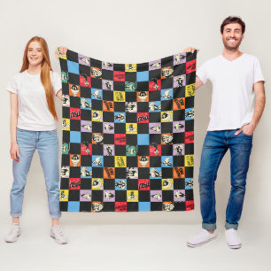 Schwarz-Weiß-LOONEY TUNES™ in bunten Schachbretter Fleecedecke