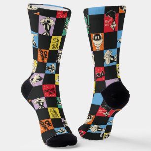 Schwarz-Weiß LOONEY TUNES™ in farbenfrohem Schachb Socken