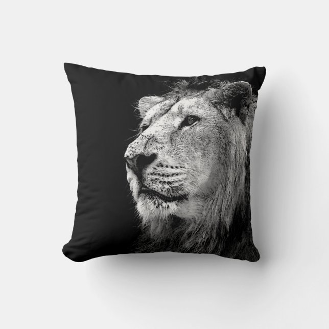 Schwarz-Weiß-Löwe-Amerikanisches MoJo-Pillow Kissen (Vorderseite)