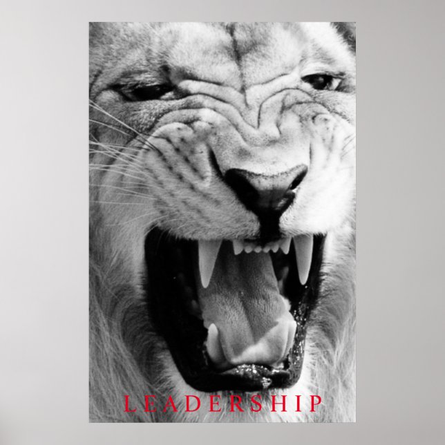 Schwarz/Weiß Löwe Einzigartige Motivierend Führung Poster (Vorne)