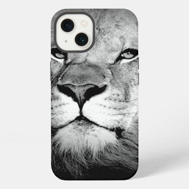 Schwarz-Weiß-Löwe iPhone Hülle (Rückseite)