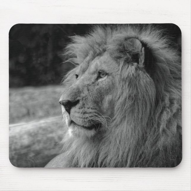 Schwarz-Weiß-Löwe - Wildtier Mousepad (Vorne)