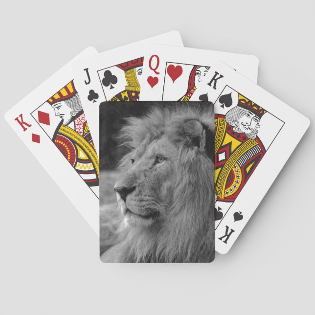 Schwarz-Weiß-Löwe - Wildtier Spielkarten (Rückseite)