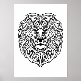 Schwarz-Weiß-Löwenkunst-Plakat, 13 Zoll x 19 Zoll Poster