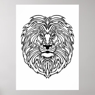 Schwarz-Weiß-Löwenkunst-Plakat, 13 Zoll x 19 Zoll Poster
