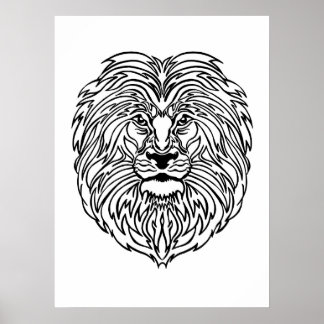Schwarz-Weiß-Löwenkunst-Plakat, 13 Zoll x 19 Zoll Poster