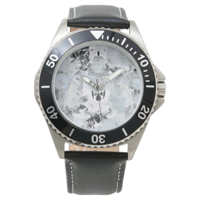 Schwarz-Weiß Luxus abstrakt moderne Kunst Armbanduhr (Vorderseite)