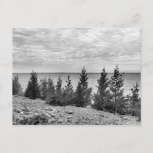 Schwarz-Weiß-Mackinac-Insel, Michigan-Küste Postkarte