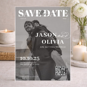 Schwarz-Weiß-Magazin-Cover-Foto-Hochzeit Acryleinladungen
