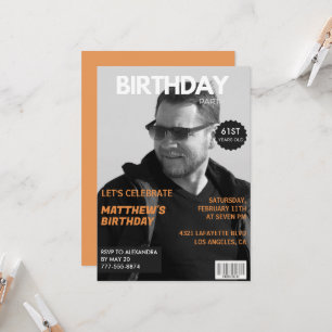 Schwarz-Weiß-Magazin-Redaktion 61. Geburtstag Einladung