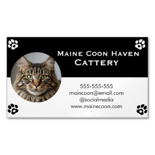 Schwarz-weiß Maine Coon anpassbar  Magnetische Visitenkarte