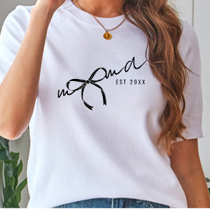 Schwarz & Weiß Mama Lettering mit Schleife Frauen T-Shirt