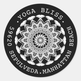 Schwarz-Weiß-Mandala-Adressetikett Runder Aufkleber