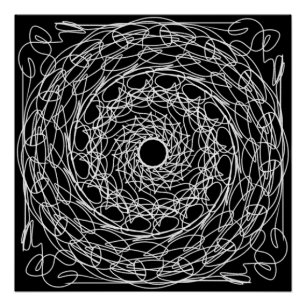 Schwarz-Weiß-Mandala-Design Poster