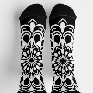 Schwarz-weiß Mandala-Design Socken