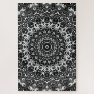 Schwarz-Weiß-Mandala-Geometrie-Design