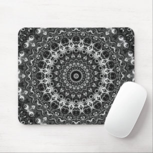 Schwarz-Weiß-Mandala-Geometrie-Design Mousepad
