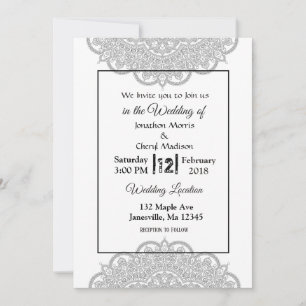 Schwarz-Weiß-Mandala-Hochzeitseinladungen Einladung