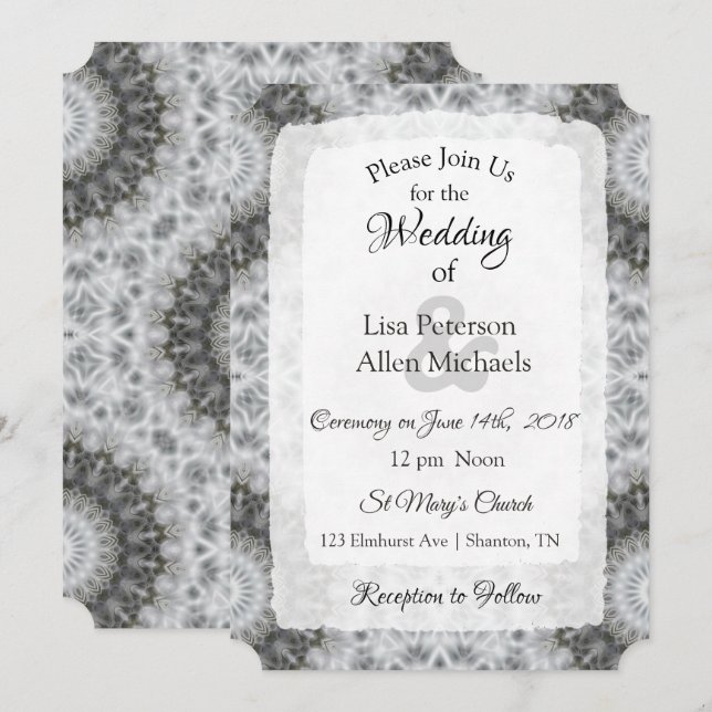 Schwarz-Weiß-Mandala-Hochzeitseinladungen Einladung (Vorne/Hinten)