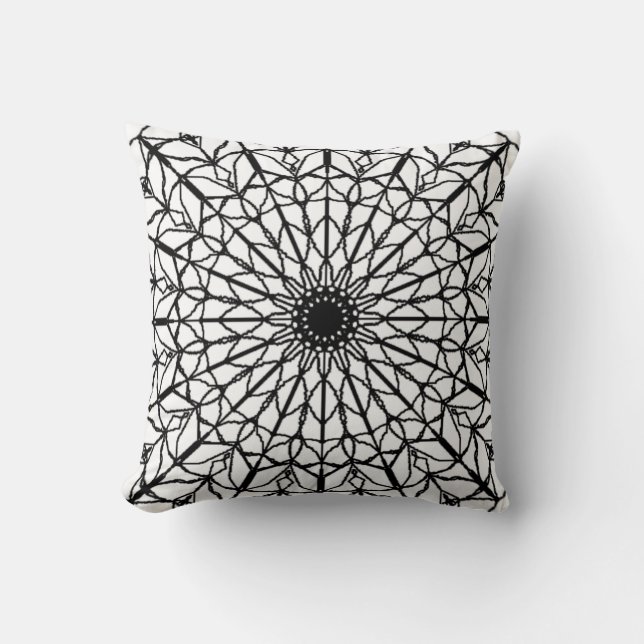 Schwarz-Weiß-Mandala-Kissen Kissen (Vorderseite)