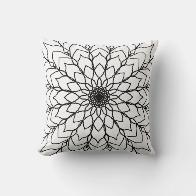 Schwarz-Weiß-Mandala-Kissen Kissen (Vorderseite)