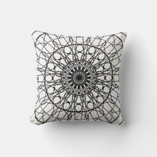 Schwarz-Weiß-Mandala-Kissen Kissen