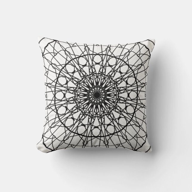 Schwarz-Weiß-Mandala-Kissen Kissen (Vorderseite)
