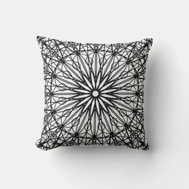 Schwarz-Weiß-Mandala-Kissen Kissen (Vorderseite)