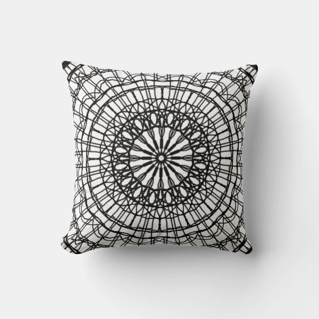 Schwarz-Weiß-Mandala-Kissen Kissen (Vorderseite)