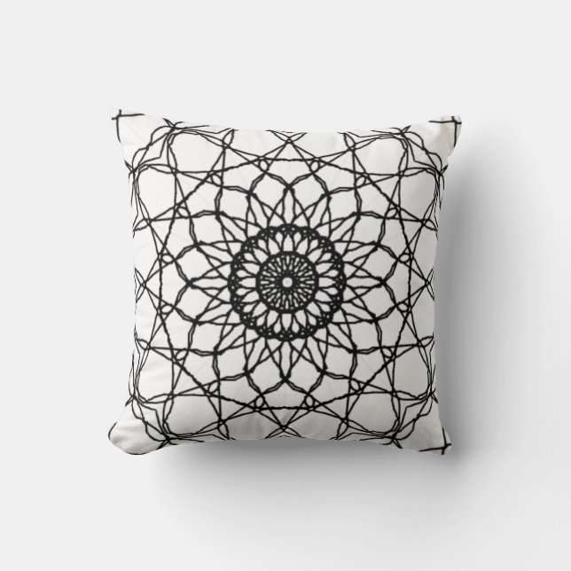 Schwarz-Weiß-Mandala-Kissen Kissen (Vorderseite)