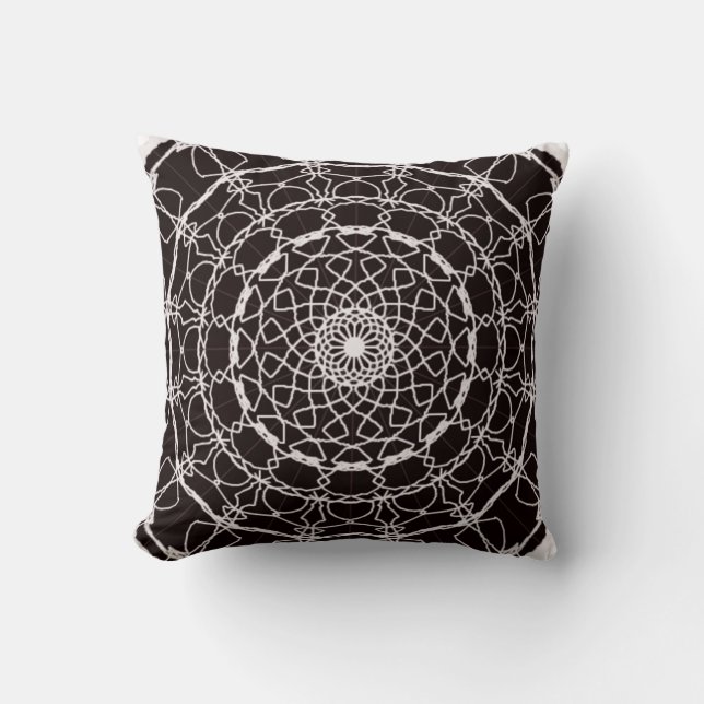 Schwarz-Weiß-Mandala-Kissen Kissen (Vorderseite)