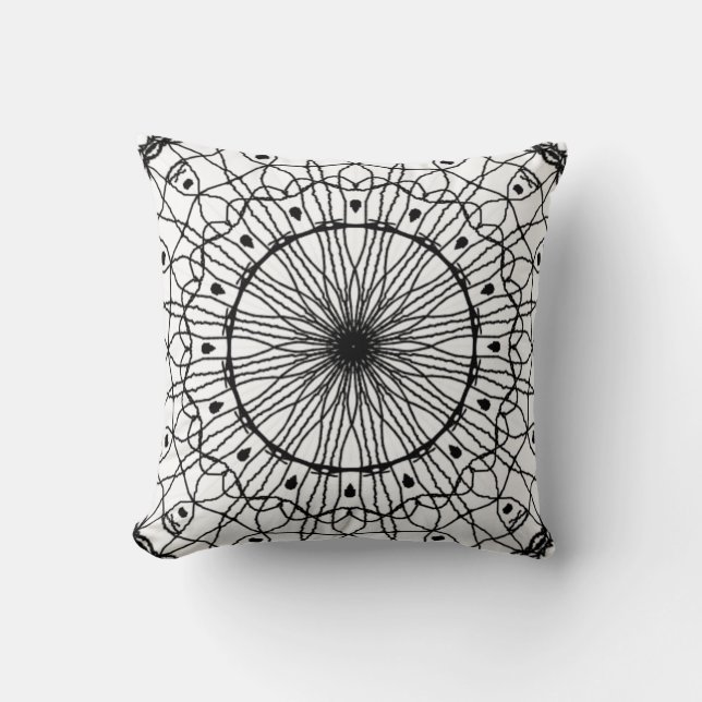 Schwarz-Weiß-Mandala-Kissen Kissen (Vorderseite)
