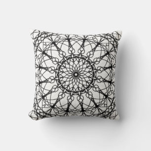 Schwarz-Weiß-Mandala-Kissen Kissen