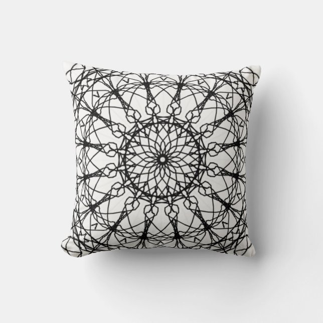 Schwarz-Weiß-Mandala-Kissen Kissen (Vorderseite)