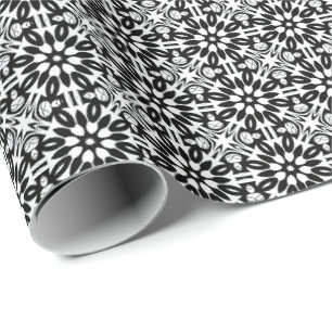 Schwarz-Weiß-Mandala-Linien Muster 3 Geschenkpapier