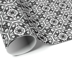 Schwarz-Weiß-Mandala-Linien Muster 8 Geschenkpapier