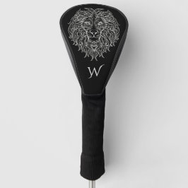Schwarz-Weiß-Mandala-Löwe-Monogramm Golf Headcover