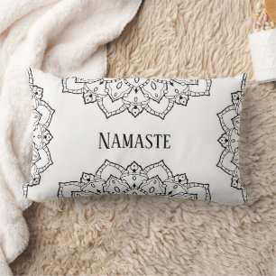 Schwarz-Weiß Mandala Lumbar Kissen