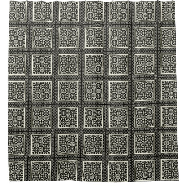 Schwarz-Weiß-Mandala-Motif von Vision Studio Duschvorhang (Vorderseite)