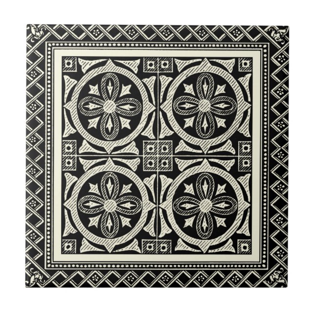 Schwarz-Weiß-Mandala-Motif von Vision Studio Fliese (Vorderseite)