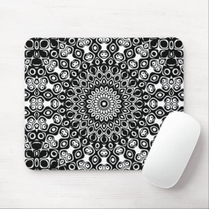 Schwarz-Weiß-Mandala-Muster Mousepad