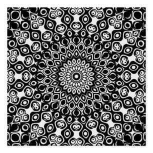 Schwarz-Weiß-Mandala-Muster Poster