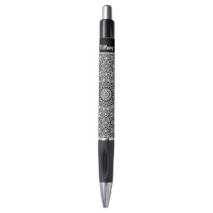 Schwarz-Weiß-Mandala-Pattern-Pen mit Namen Kugelschreiber