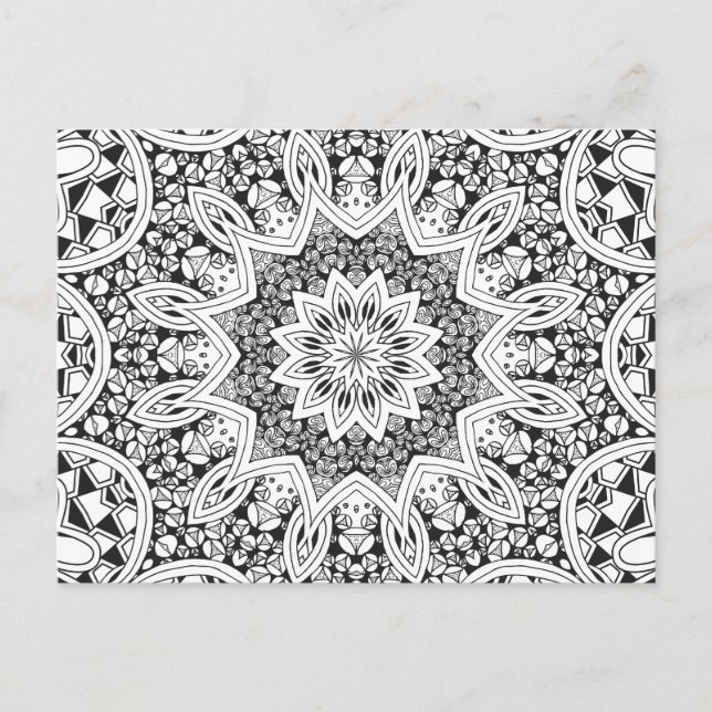 Schwarz-Weiß-Mandala Postkarte (Vorderseite)